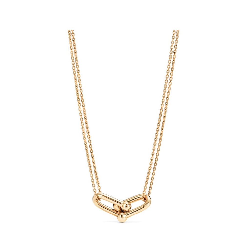 TIFFANY & co 18kGold Necklace Large Double Link Pendant